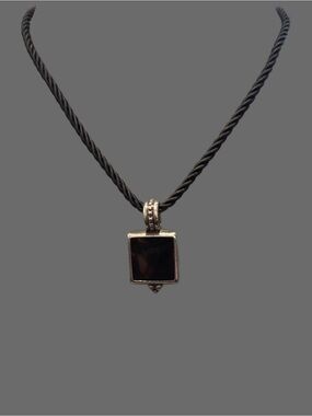 Vintage Cookie Lee Black Square Pendant Necklace